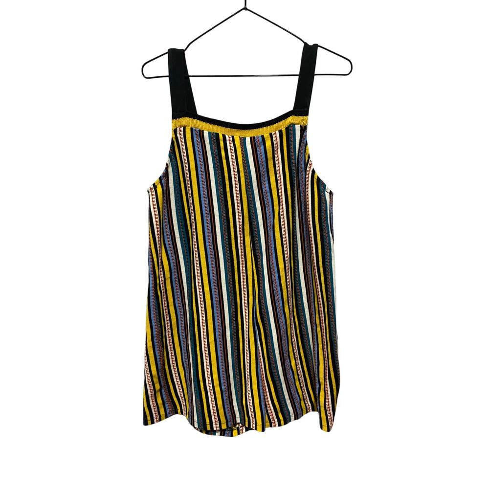 Zara Knit Romper Stripes Tank Top Yellow and Multicolor Size L
